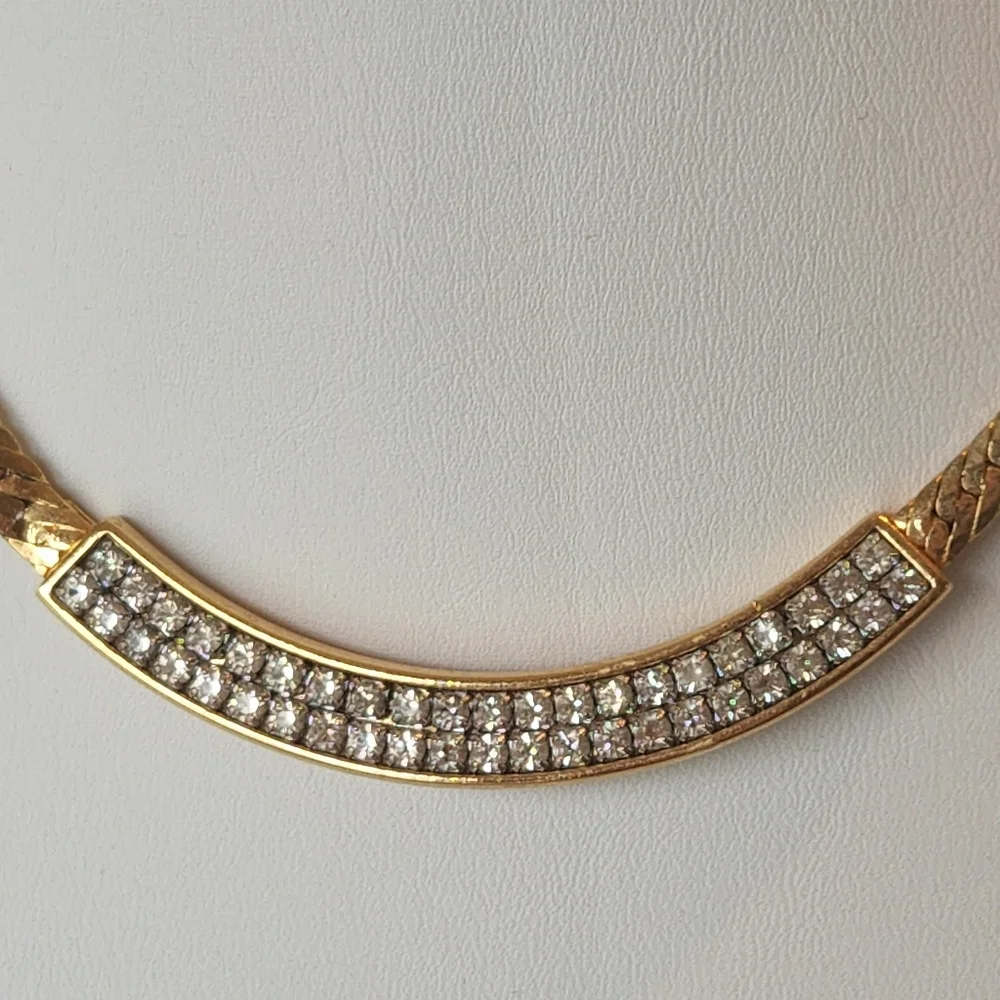 Vintage S.A.L. Gold Tone Necklace Swarovski Crystals SAL Signed